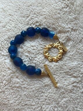 Susan Shaw Blue Seaglass Beads & Sea Themed Toggle Closure NWT